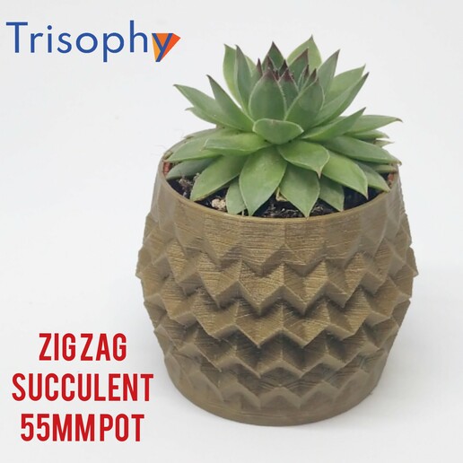 zig zag 55 mm succulent pot fleur vase lowpoly cactus Accueil maison bureau 3D print model - Mito3D