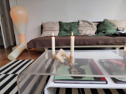 zig zag bougeoir casa zigzag bianca nero candela porta candele pla 3d print model - Mito3D