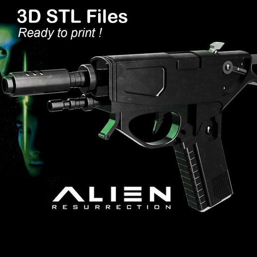 zip gun alien resurection replica cosplay handgun aliens 3D print model - Mito3D