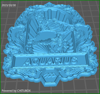 zodiac aquarius cnc relief pendant sign 3d print model - Mito3D