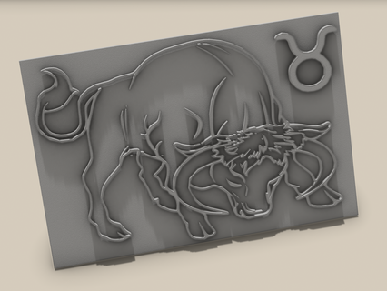 zodiac bull embossing shape stamp image sign taurus form drawing template contours 3d print model - Mito3D