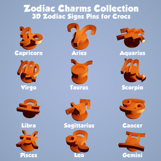 zodiac charms set customizable zodiac signs jibbitz charms crocs  3d print model - Mito3D