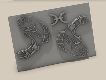zodíaco peixe estampagem carimbo imagem placa Peixes stepmel mural 3d print model - Mito3D