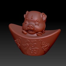 zodiac gold ingot edition 12 pig jewelry pendant china year 3d print model - Mito3D