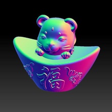 zodiac gold ingot edition 1 rat jewelry pendant china year 3d print model - Mito3D