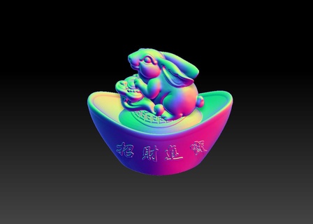 zodiac gold ingot version rabbit 2 new year 3d print model - Mito3D