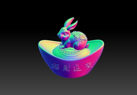 zodiac gold ingot version rabbit 4 new year 3d print model - Mito3D