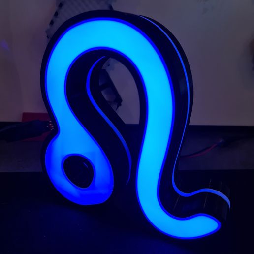 zodiaco luce logo Leo guidato luci testo deco cartello stella 3D print model - Mito3D