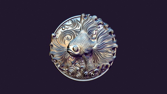 zodiaque médaillon Poissons bijoux poisson Boucle profil camée fonderie pendentif coulomb argent bijou Collier imprimable broche 3d print model - Mito3D