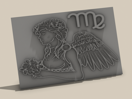 zodíaco Virgem estampagem carimbo imagem placa virgem modelo 3d print model - Mito3D