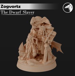 zogvortz anão assassino goblin herói campeão wh fantasia gw rpg jogo guerra miniatura mini 3d anões peles verdes dnd d 3d print model - Mito3D