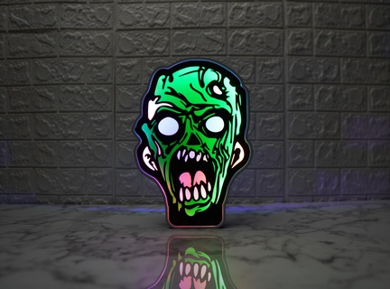 Zombie Halloween LED Leuchtkasten führt Licht Schatten Box 3d print model - Mito3D