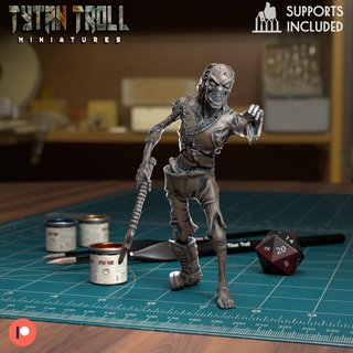 zombie 001 - pre-supported dnd miniature minis dungeons dragons 32mm tytantroll miniatures patreon brains hungry axe 3d print model - Mito3D