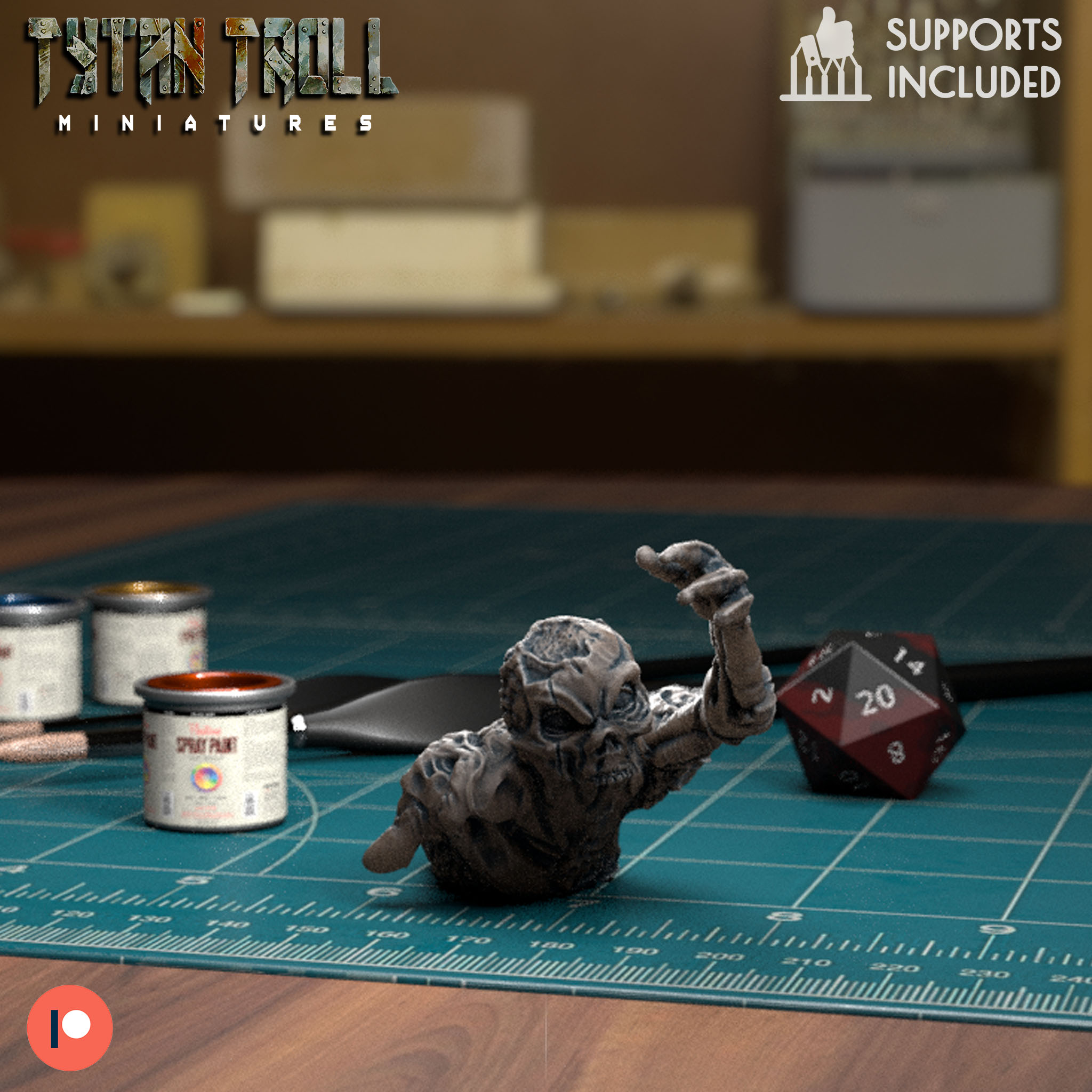 zombie 003 pre supported dnd miniatura minis dungeon draghi 32mm tytantroll miniature patreon Halloween spaventoso gambe strisciando cervelli non morti 3D print model - Mito3D