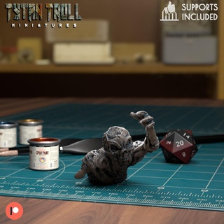 zombie 003 - pre-supported dnd miniature minis dungeons dragons 32mm tytantroll miniatures patreon halloween scary legless crawling brains undead 3d print model - Mito3D