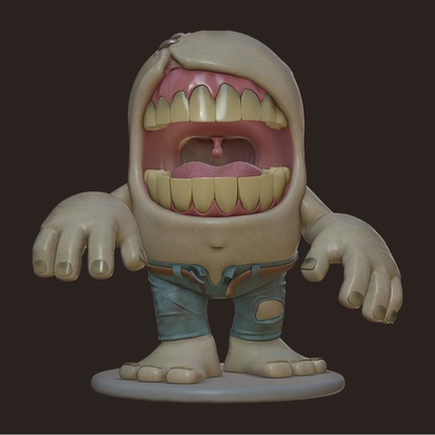 zombie bean art chibi bobo angry fatty cute toy human booty cordyceps brain eater ghoul walking dead 3d print model - Mito3D