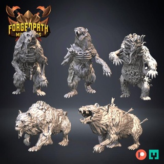 zombie bears - undead bear tabletop vampire 32mm scale bats monster creature ghoul evil claw feral resin 3d print model - Mito3D