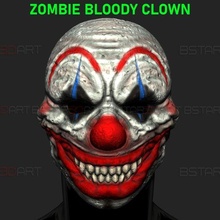 Zombie blutig Clown Maske unheimlich Halloween Cosplay 3d drucken Modell Kunst Grusel 3d print model - Mito3D