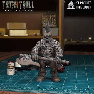 zombi enano 03 pre supported juego muertos vivientes fantasía tytantroll miniaturas esculpir dnd esqueletos guerrero mortal 3d print model - Mito3D