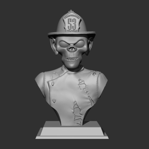 zombie pompier divers génial creepy la fête d'halloween d'horreur le buste de modèle cool 3D print model - Mito3D