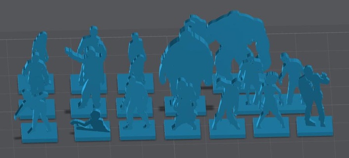 zombie flat stand ups zeds miniatures figures 3d print model - Mito3D