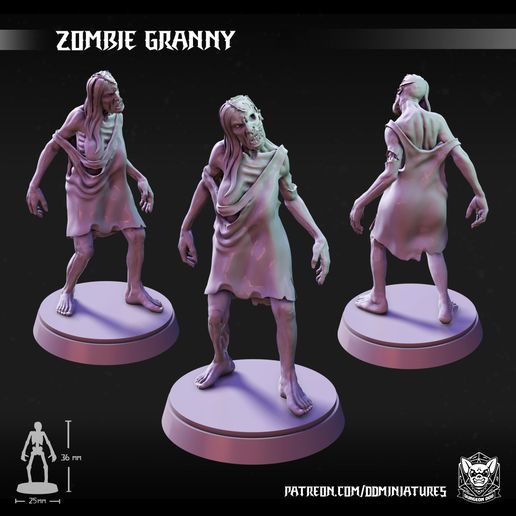 zombie granny game zombies dungeonsanddragon dnd miniature minis dungeondog undead dead creature evil dungeondogminiatures tabletop 3D print model - Mito3D