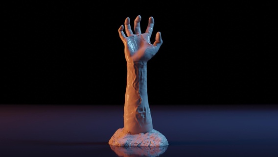 Zombie Hand Halloween unheimlich Grusel Statue Skulptur Körper Finger Kreatur Blut Monster Grab Tier 3d print model - Mito3D