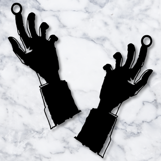 zombie hands earrings halloween costume jewelry undead cemetery graveyard grave stone creepy monster jewelery jewellery necklace pendant keychain spooky holiday party low poly 3d print model - Mito3D