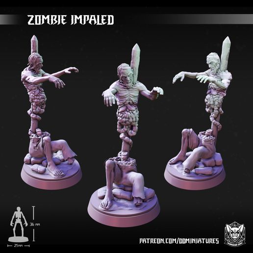 zombi empalado juego zombies mazmorras dragones dnd miniatura minis calabozo lápida sepulcral muertos vivientes muerto criatura mal miniaturas mesa 3D print model - Mito3D