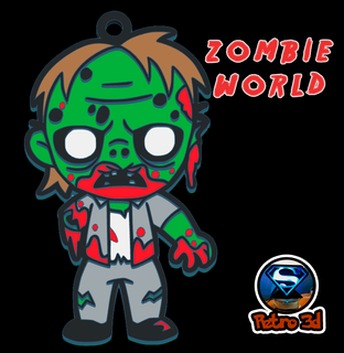 zombie keychain Jewelry halloween terror creepy details design 3d printing stl collection gift fear decomposition glassy eyes light green gray white red brown black 3d print model - Mito3D