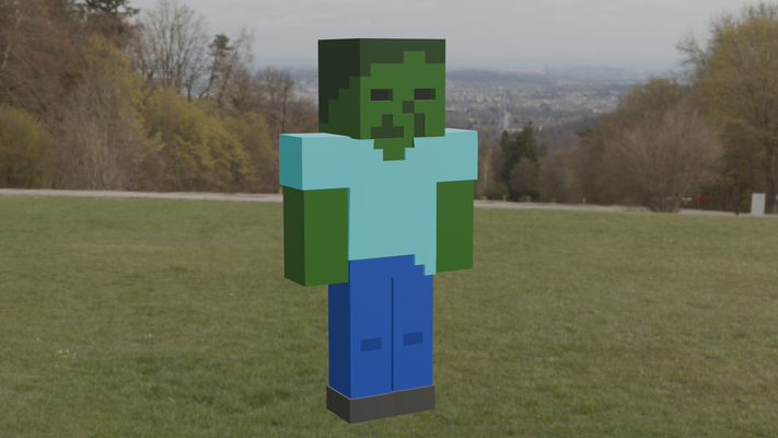 zombi minecraft juego enredadera steve sencillo cubos cubo escuela politécnica juguete figura 3d print model - Mito3D