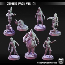 zombi paquete vol01 juego zombies mazmorras dragones dnd miniatura minis calabozo horda muertos vivientes muerto criatura mal miniaturas mesa 3d print model - Mito3D