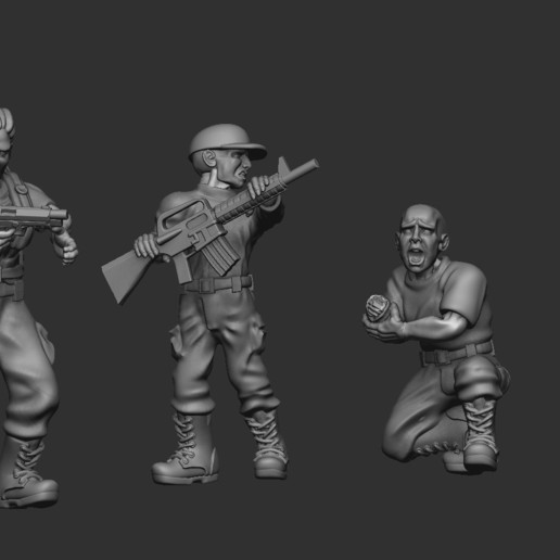 zombie survivors desperate military art 28mm walking dead zombies tabletop days 3D print model - Mito3D