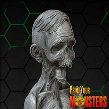 zombie tongue art sculptures undead sculpture monster horror halloween game bust 3d print model - Mito3D