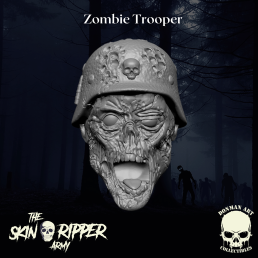 zombie trooper head 6 inch action figures 3D print model - Mito3D