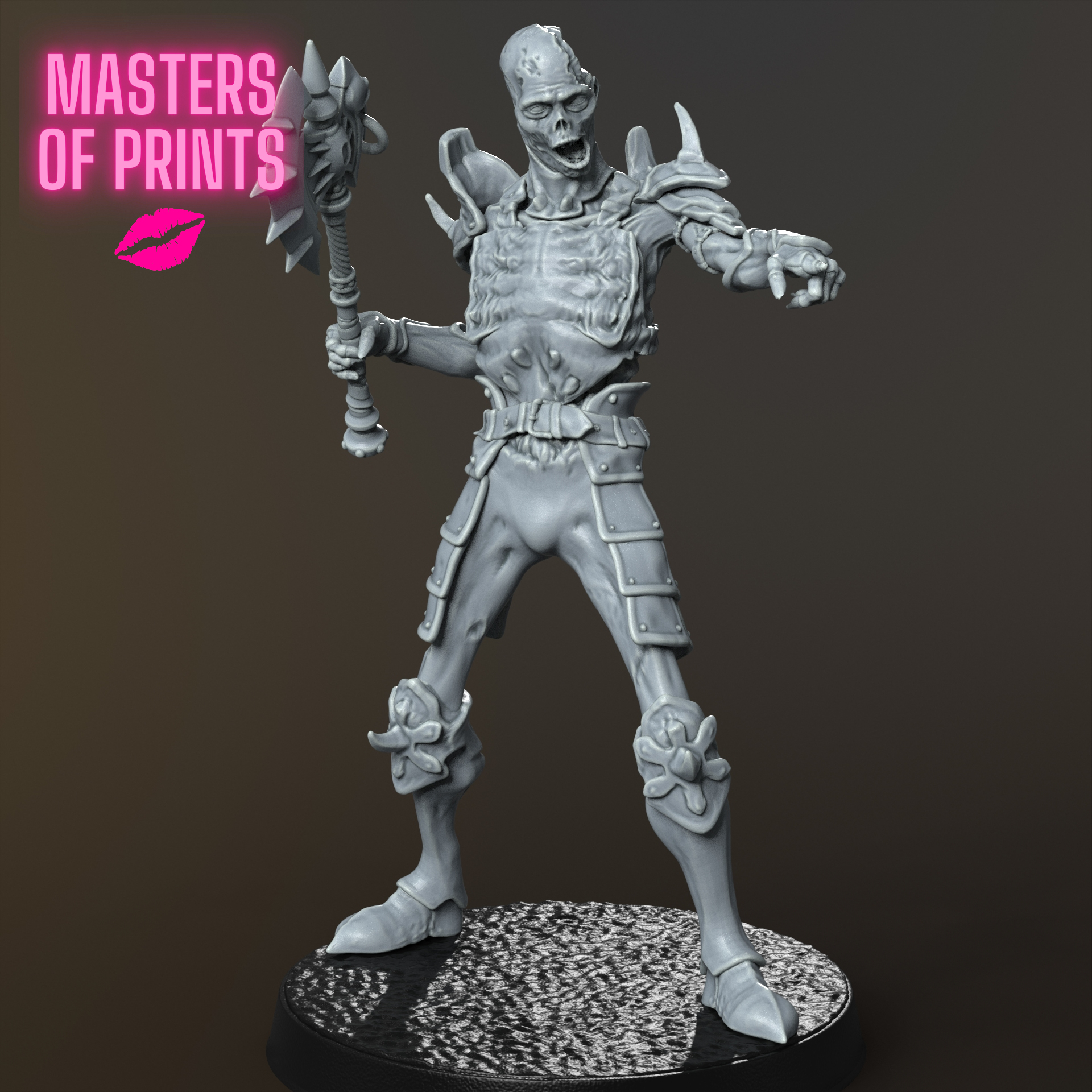 zombie warrior - - miniature 75 mm scale female zombie 75mm sfw warrior pinup undead  3D print model - Mito3D