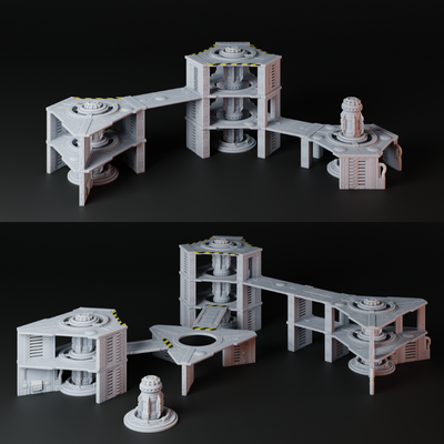 zone arctanus generator spiel industriell sci fi cyberpunk terrain landschaft modular scharmützel schüttgüter gebäude plattformen reaktor gehwege 3d print model - Mito3D