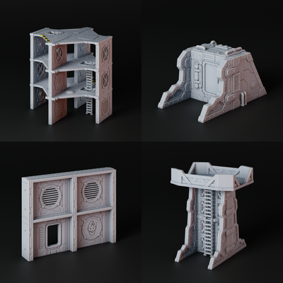 zone arctanus versteck spiel industriell sci fi cyberpunk terrain landschaft modular scharmützel schüttgüter gebäude plattformen bunker wachturm wände 3d print model - Mito3D