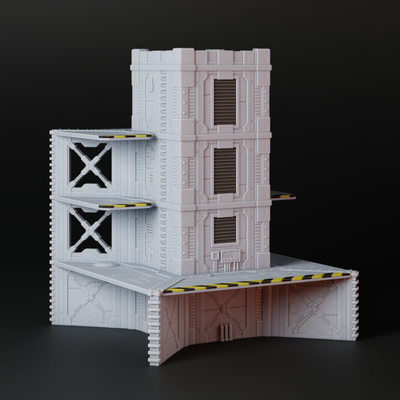 zone arctanus turm spiel industriell sci fi cyberpunk terrain landschaft modular scharmützel schüttgüter gebäude plattformen entlüften belüftung 3d print model - Mito3D