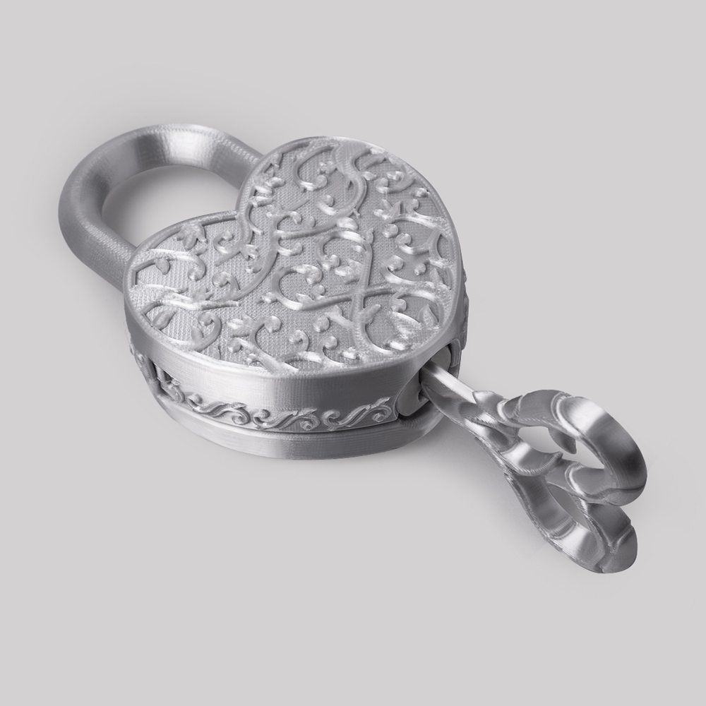 heart padlock 3D print model - Mito3D