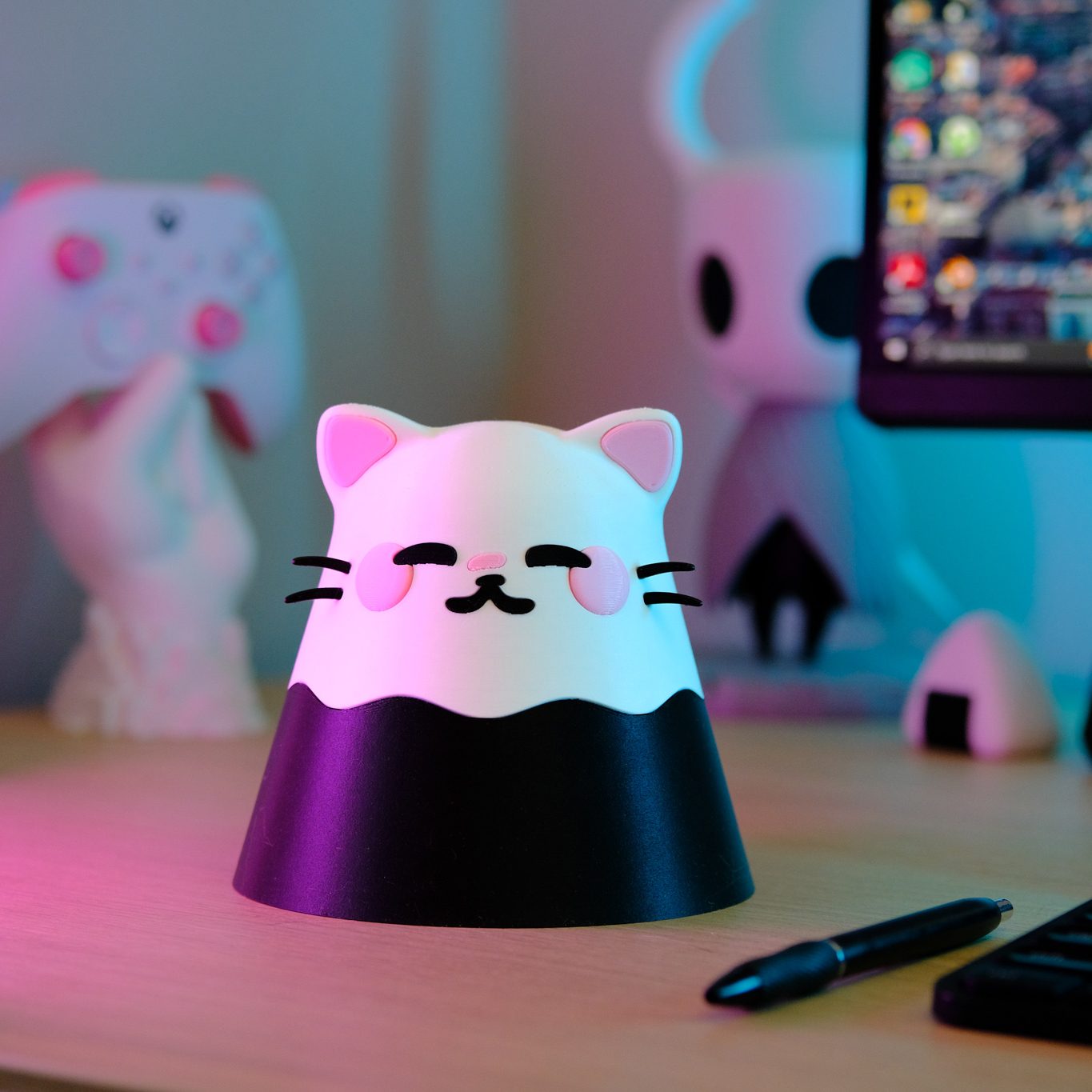 kawaii chat butin boîte print in place 3D print model - Mito3D