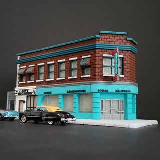 hot wheels diorama - back future inspired lou's cafe 1 64 scale 3d print model - Mito3D
