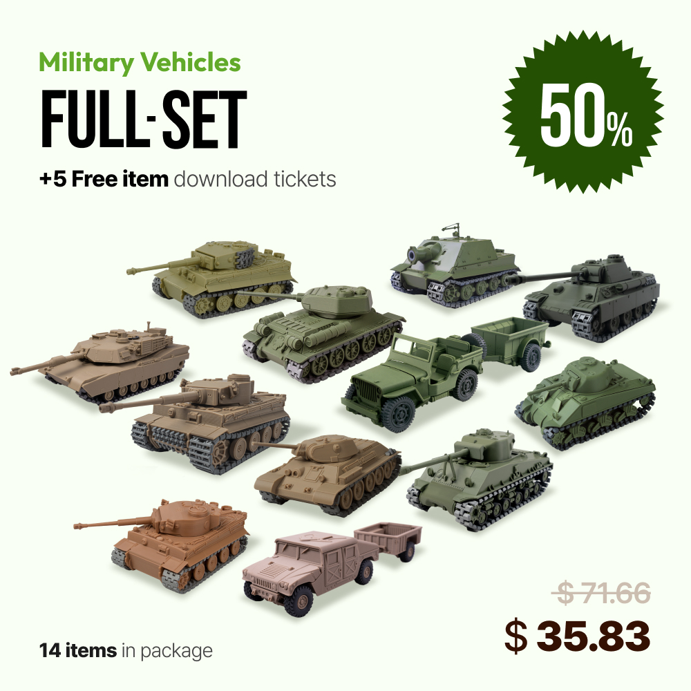 militares veículos cheio conjunto 2023 3D print model - Mito3D