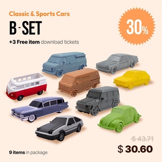 classic & sports cars set b - 2023 3d print model - Mito3D