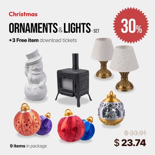 christmas set - ornaments & lights 2023 3d print model - Mito3D