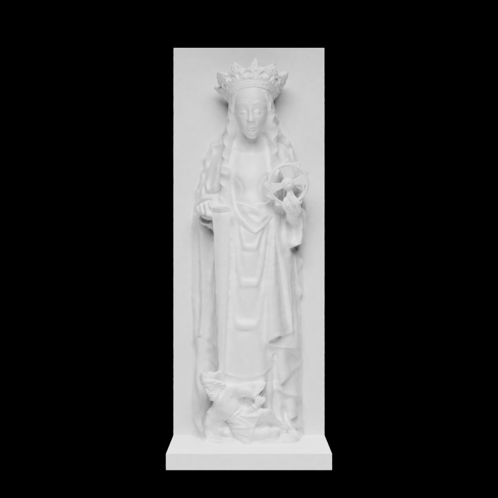 Santo Catalina escanear escultura Renacimiento alivio Nottingham alabastro saint catherine 3D print model - Mito3D