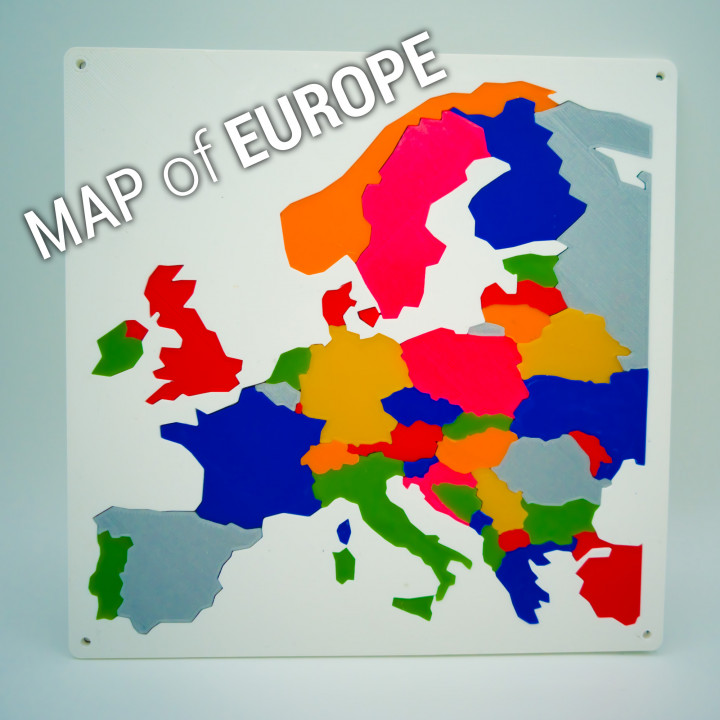 simplifié carte L'Europe éducation européen 2d syndicat continent 3D print model - Mito3D