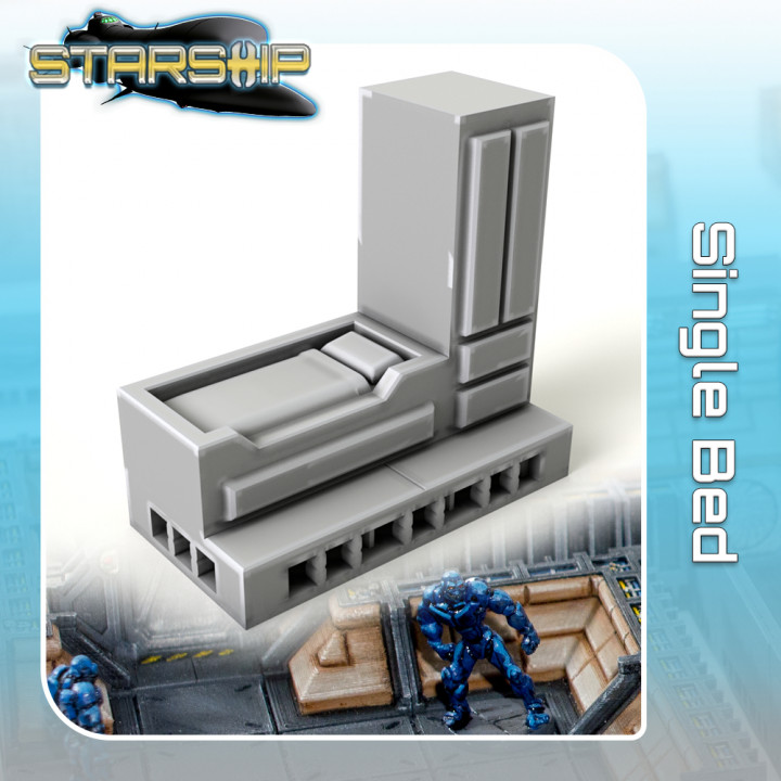 single letto negozio sci fi stella terreno miniatura scifi guerre tavolo nave stellare atterraggio 28mm hangar openlock viaggiatore Pericolo starfinder 3D print model - Mito3D