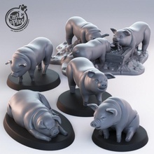 pigs pre-supported tabletop animal fantasy farm pig yard castnplay 3d print model - Mito3D