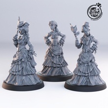 female nobles pre-supported tabletop fantasy human people noble town dnd castnplay townsfolk 3d print model - Mito3D